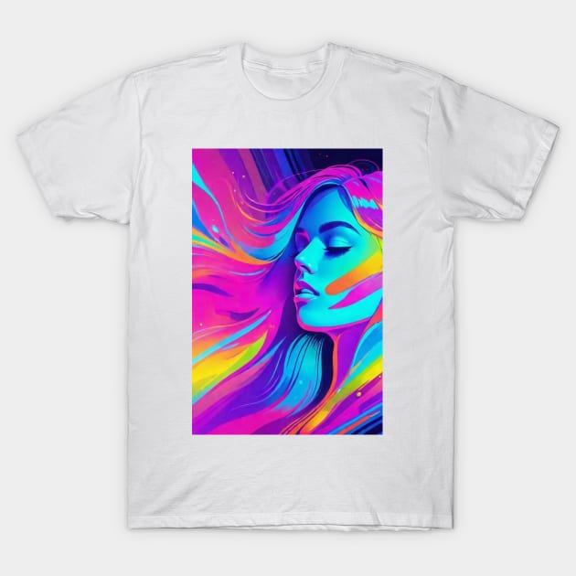 An Illustration of a Woman's Psychedelic Vision - colorful T-Shirt by RhaNassim ★★★★★